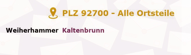 Postleitzahl 92700 Bayern - Alle Orte und Ortsteile