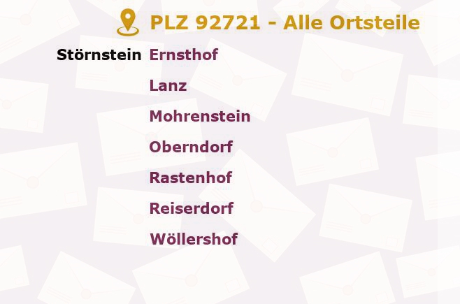 Postleitzahl 92721 Störnstein, Bayern - Alle Orte und Ortsteile