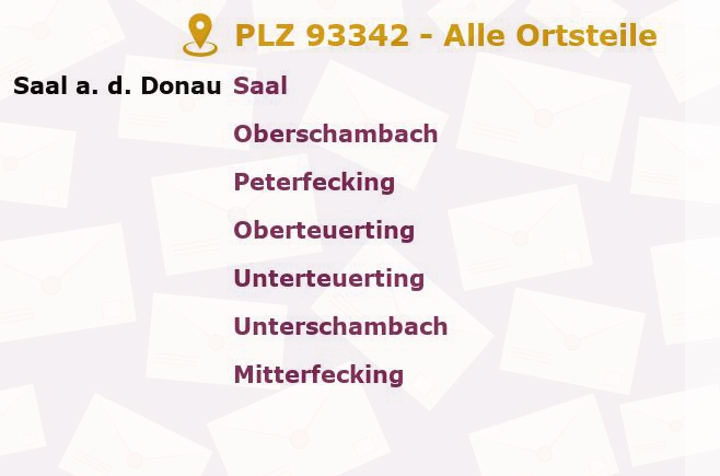 Postleitzahl 93342 Saal, Bayern - Alle Orte und Ortsteile