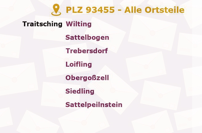 Postleitzahl 93455 Traitsching, Bayern - Alle Orte und Ortsteile