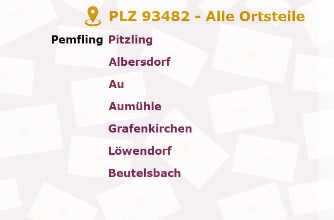 Postleitzahl 93482 Pemfling, Bayern - Alle Orte und Ortsteile