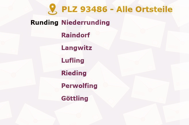 Postleitzahl 93486 Runding, Bayern - Alle Orte und Ortsteile