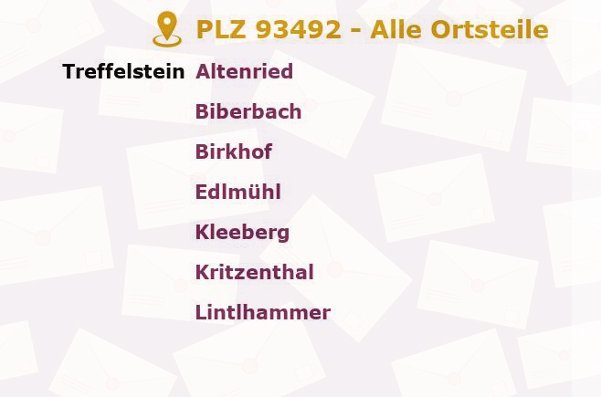 Postleitzahl 93492 Treffelstein, Bayern - Alle Orte und Ortsteile