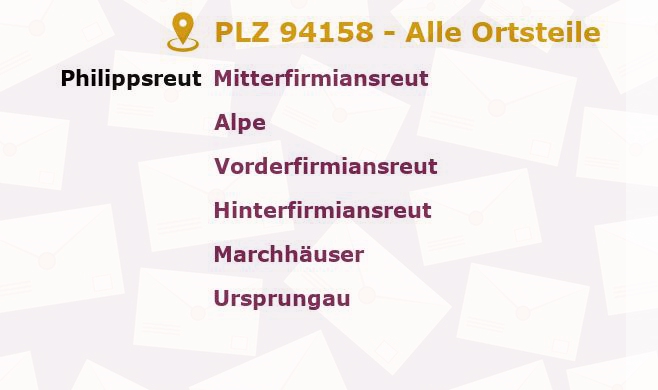 Postleitzahl 94158 Philippsreut, Bayern - Alle Orte und Ortsteile