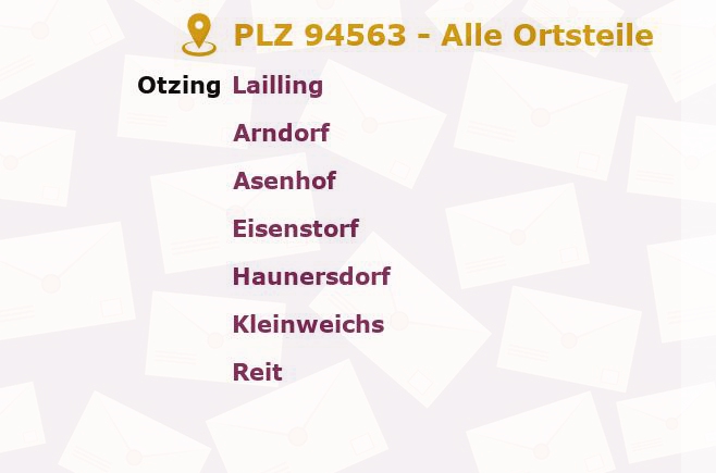 Postleitzahl 94563 Otzing, Bayern - Alle Orte und Ortsteile