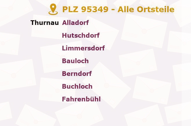 Postleitzahl 95349 Thurnau, Bayern - Alle Orte und Ortsteile