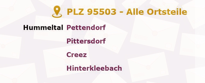 Postleitzahl 95503 Bayern - Alle Orte und Ortsteile