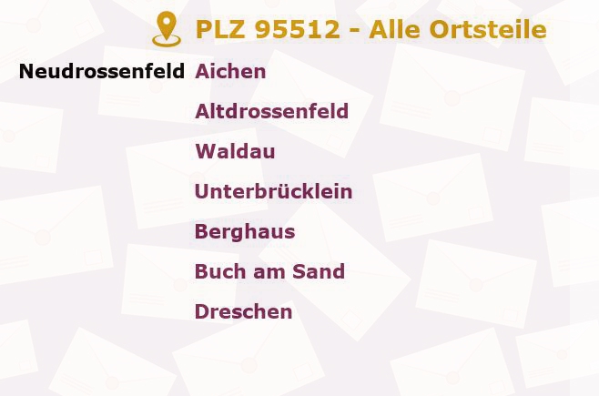 Postleitzahl 95512 Neudrossenfeld, Bayern - Alle Orte und Ortsteile