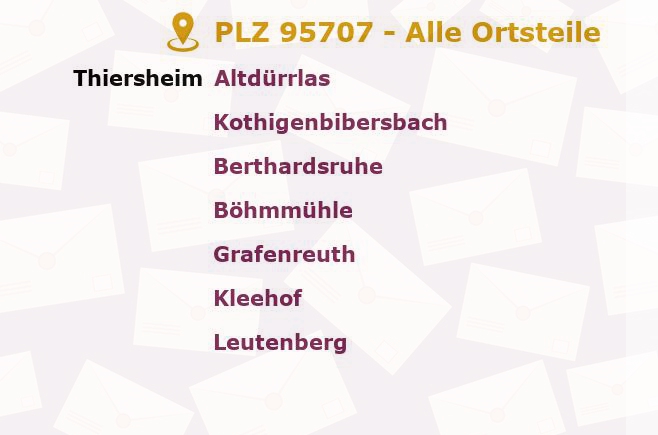 Postleitzahl 95707 Thiersheim, Bayern - Alle Orte und Ortsteile