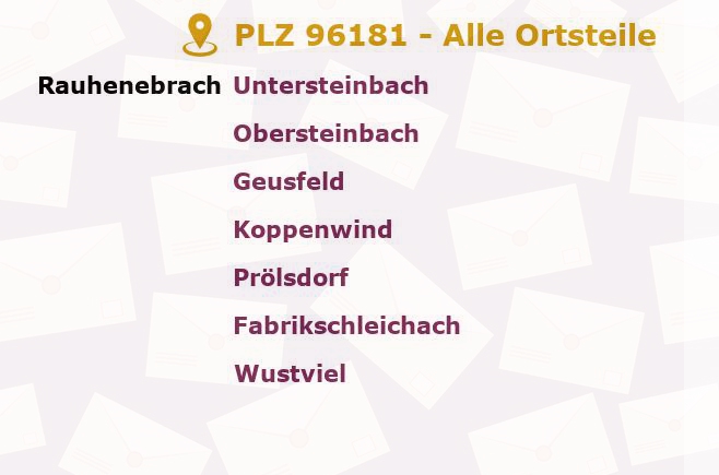 Postleitzahl 96181 Bayern - Alle Orte und Ortsteile