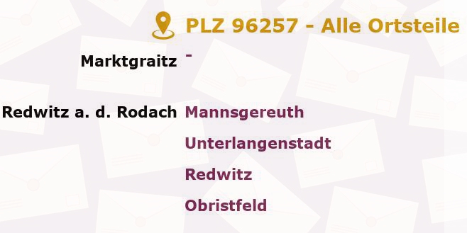 Postleitzahl 96257 Marktgraitz, Bayern - Alle Orte und Ortsteile