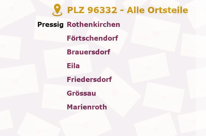 Postleitzahl 96332 Pressig, Bayern - Alle Orte und Ortsteile