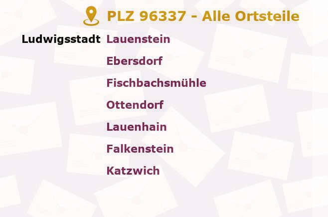 Postleitzahl 96337 Ludwigsstadt, Bayern - Alle Orte und Ortsteile