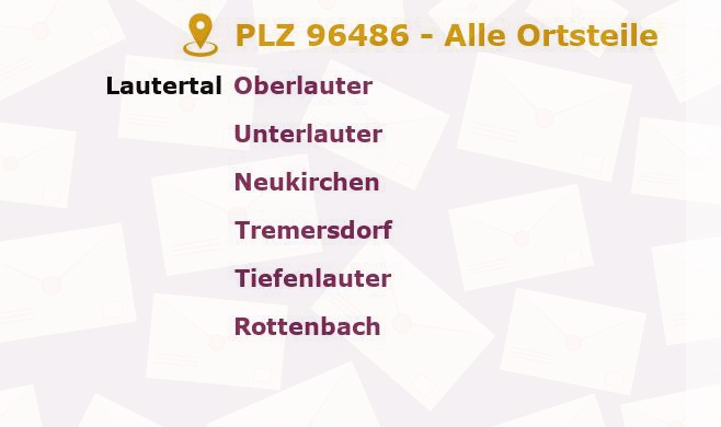 Postleitzahl 96486 Lautertal, Bayern - Alle Orte und Ortsteile