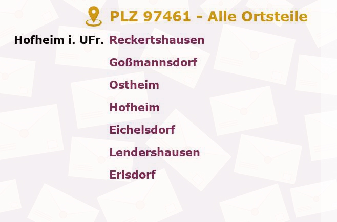 Postleitzahl 97461 Hofheim in Unterfranken, Bayern - Alle Orte und Ortsteile