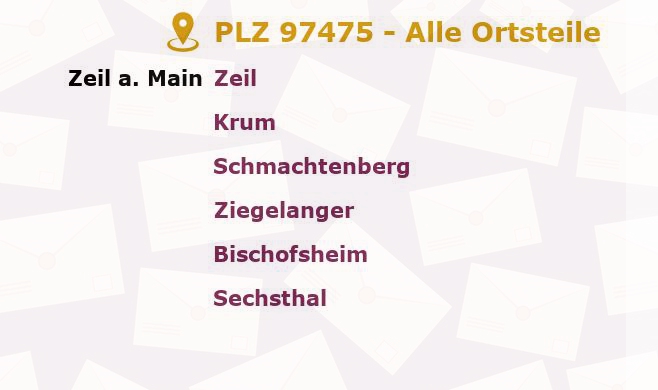 Postleitzahl 97475 Zeil, Bayern - Alle Orte und Ortsteile