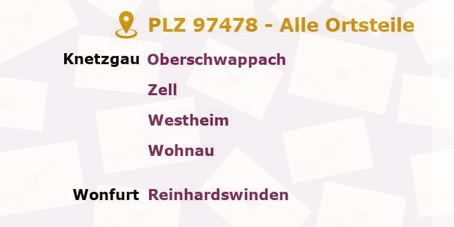 Postleitzahl 97478 Knetzgau, Bayern - Alle Orte und Ortsteile