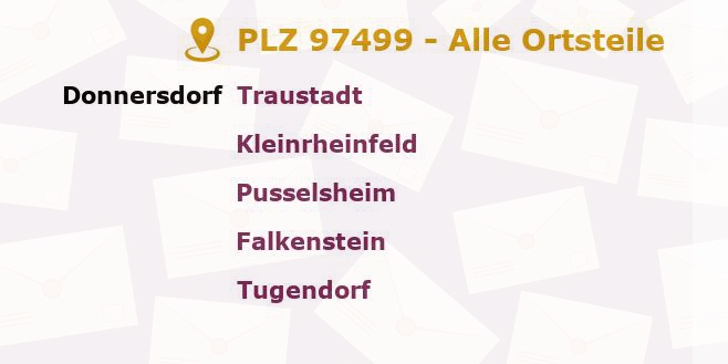 Postleitzahl 97499 Donnersdorf, Bayern - Alle Orte und Ortsteile