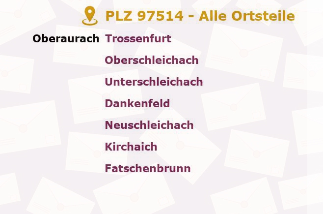 Postleitzahl 97514 Bayern - Alle Orte und Ortsteile