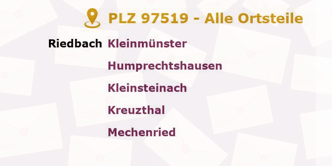 Postleitzahl 97519 Bayern - Alle Orte und Ortsteile