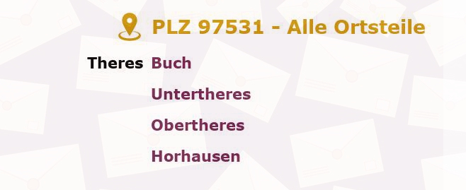 Postleitzahl 97531 Theres, Bayern - Alle Orte und Ortsteile