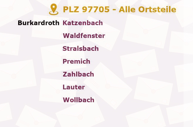 Postleitzahl 97705 Burkardroth, Bayern - Alle Orte und Ortsteile