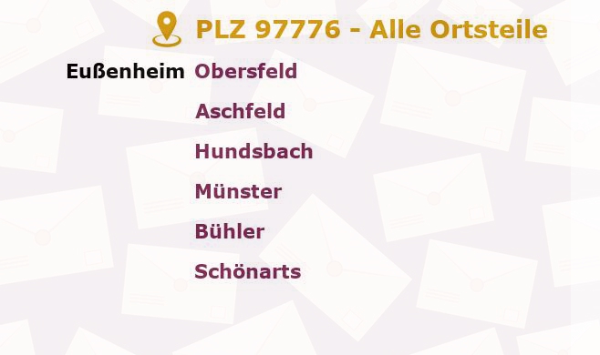 Postleitzahl 97776 Eußenheim, Bayern - Alle Orte und Ortsteile