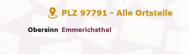 Postleitzahl 97791 Obersinn, Bayern - Alle Orte und Ortsteile