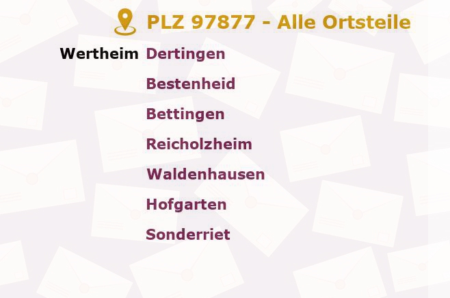 Postleitzahl 97877 Wertheim am Main, Baden-Württemberg - Alle Orte und Ortsteile