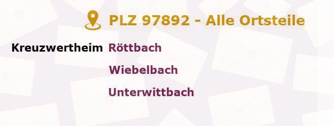 Postleitzahl 97892 Kreuzwertheim, Bayern - Alle Orte und Ortsteile