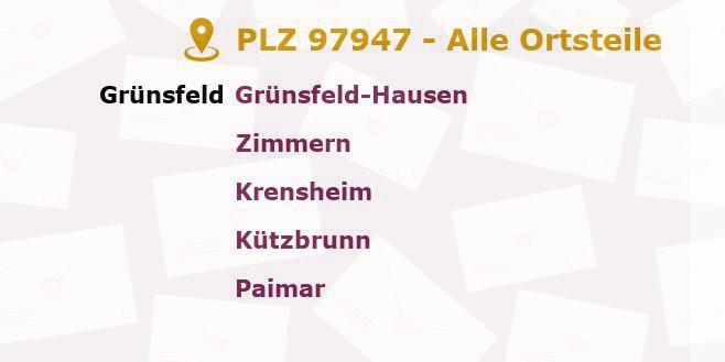 Postleitzahl 97947 Grünsfeld, Baden-Württemberg - Alle Orte und Ortsteile