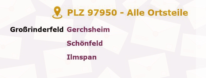 Postleitzahl 97950 Großrinderfeld, Baden-Württemberg - Alle Orte und Ortsteile