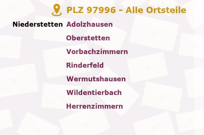 Postleitzahl 97996 Niederstetten, Baden-Württemberg - Alle Orte und Ortsteile