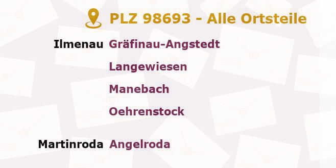 Postleitzahl 98693 Ilmenau, Thüringen - Alle Orte und Ortsteile