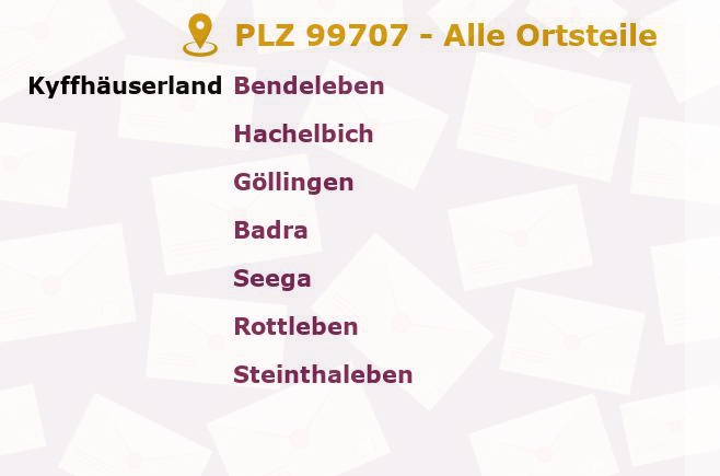 Postleitzahl 99707 Göllingen, Thüringen - Alle Orte und Ortsteile