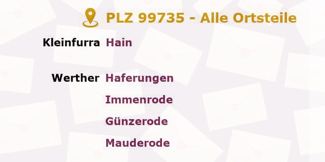 Postleitzahl 99735 Hainrode, Thüringen - Alle Orte und Ortsteile