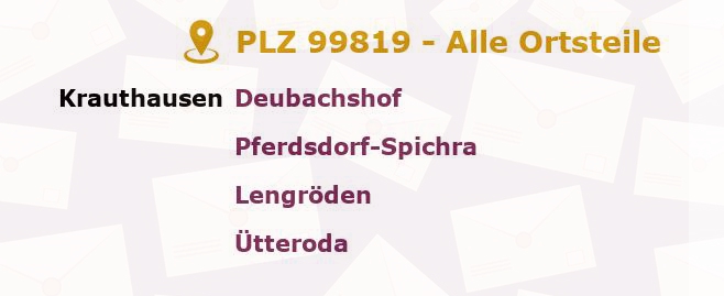 Postleitzahl 99819 Thüringen - Alle Orte und Ortsteile