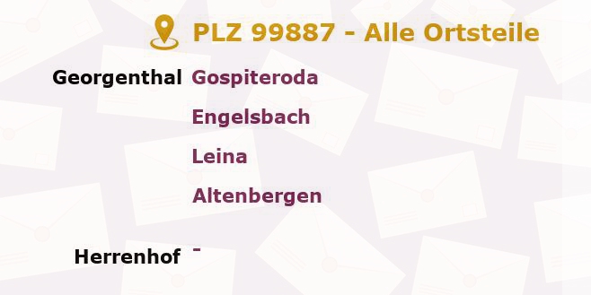 Postleitzahl 99887 Georgenthal, Thüringen - Alle Orte und Ortsteile