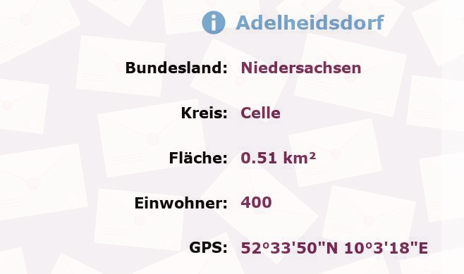 1 Postleitzahl in Adelheidsdorf, Niedersachsen