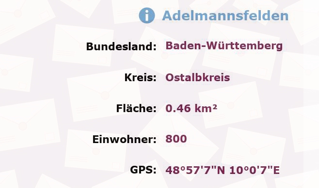 1 Postleitzahl in Adelmannsfelden, Baden-Württemberg