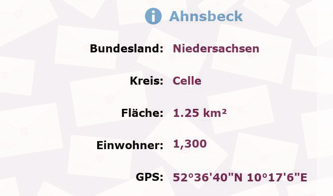 1 Postleitzahl in Ahnsbeck, Niedersachsen