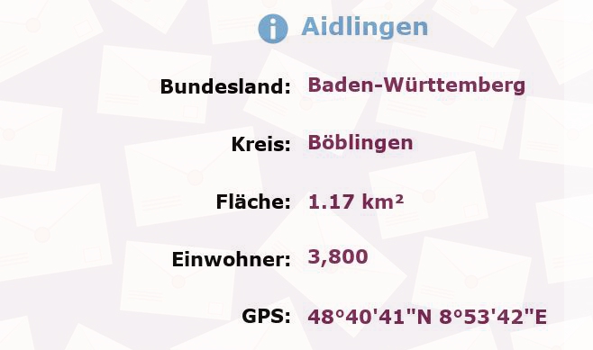 1 Postleitzahl in Aidlingen, Baden-Württemberg