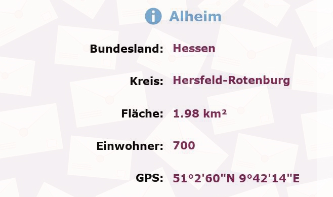 1 Postleitzahl in Alheim, Hessen