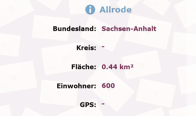 1 Postleitzahl in Allrode, Sachsen-Anhalt