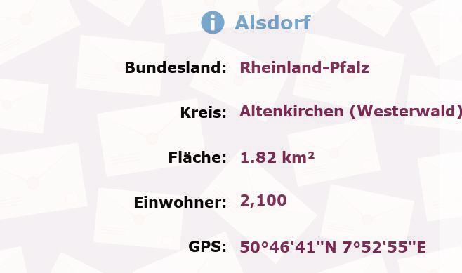 1 Postleitzahl in Alsdorf, Rheinland-Pfalz