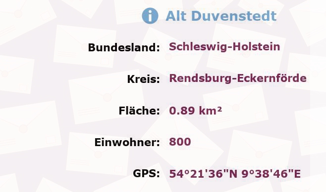 1 Postleitzahl in Alt Duvenstedt, Schleswig-Holstein