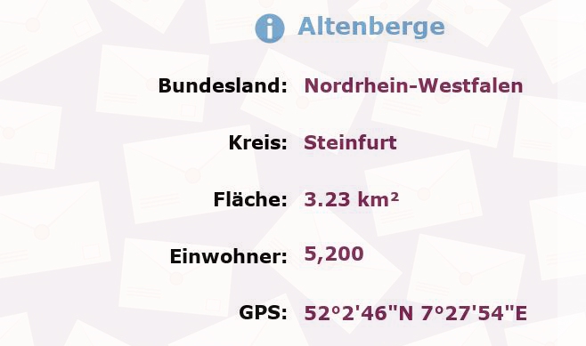 1 Postleitzahl in Altenberge, Nordrhein-Westfalen