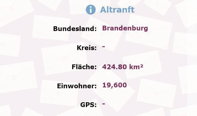 1 Postleitzahl in Altranft, Brandenburg