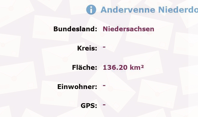 1 Postleitzahl in Andervenne Niederdorf, Niedersachsen