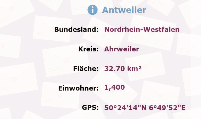 1 Postleitzahl in Antweiler, Nordrhein-Westfalen